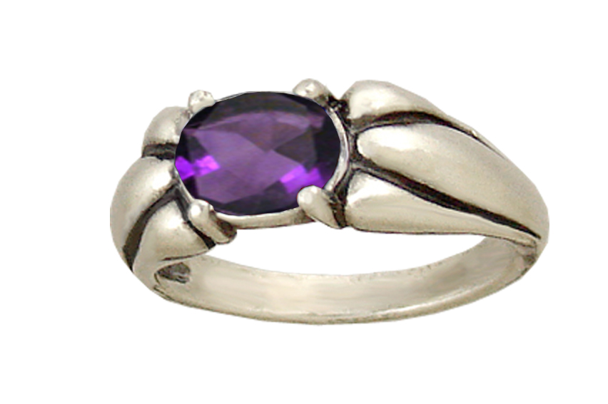 Sterling Silver Gemstone Ring With Amethyst Size 9
